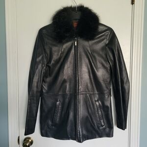 Wilsons Leather PELLE STUDIO Womens M Black Thinsulate Jacket Faux Fur Collar